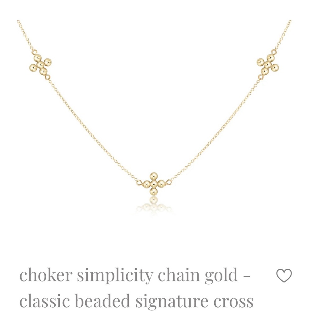 e newton - Gold Beaded Cross Choker Necklace - Brand